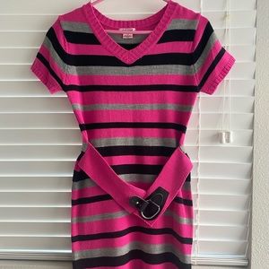 Pink, Gray, & Black Striped Dress